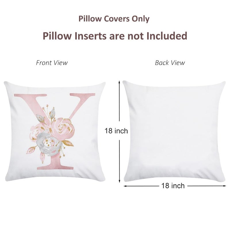 Tillskuch Pink Throw Pillow Covers Cute Alphabet Decorative Cushion Covers Square Letter Throw Pillows Protectors for Sofa Couch Bedroom Chair Home Decor 18 x 18 Inch(Y) - Image 5