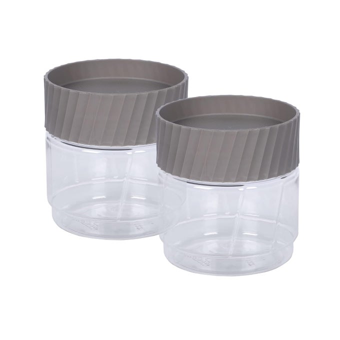 STAXX 500ML HOME AND KITCHEN STORAGE MIRROR GREY CONTAINER (PACK OF 2)