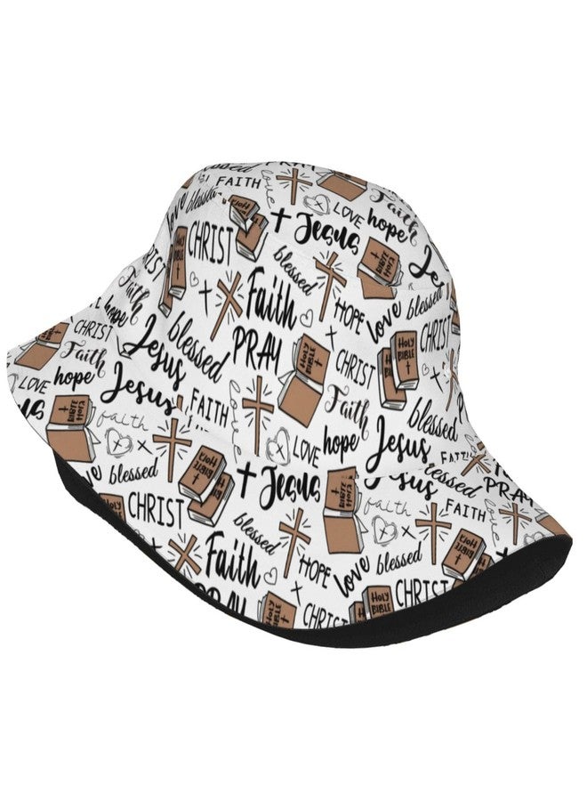 YYFD Jesus Bucket Hat Christian Hats Religious Fisherman Cap Christ Jesus Cross Hats Travel Beach Sun Hat for Women Men - Image 2