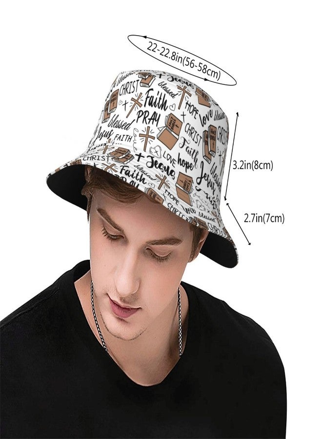 YYFD Jesus Bucket Hat Christian Hats Religious Fisherman Cap Christ Jesus Cross Hats Travel Beach Sun Hat for Women Men - Image 3