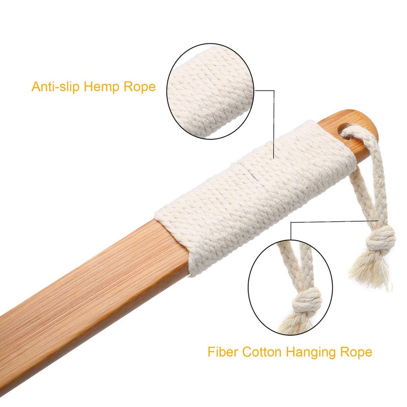 Leotruny 100% Natural Exfoliating Loofah with Long Wooden Handle Shower Back Brush (Off-White (1 Pack)) - Image 4
