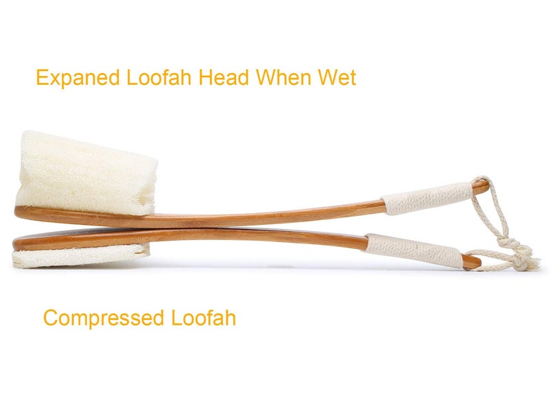 Leotruny 100% Natural Exfoliating Loofah with Long Wooden Handle Shower Back Brush (Off-White (1 Pack)) - Image 5