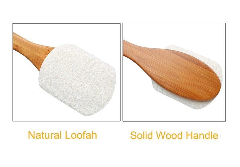 Leotruny 100% Natural Exfoliating Loofah with Long Wooden Handle Shower Back Brush (Off-White (1 Pack)) - Image 3