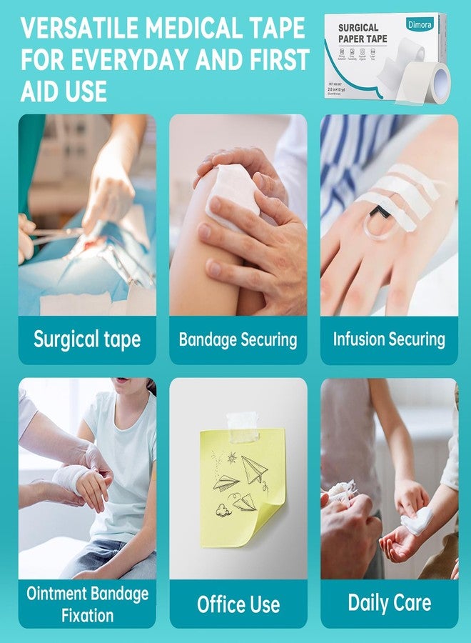 Dimora Soft Paper Surgical Tape 8 Rolls- Hypoallergenic Medical Tape for Sensitive Skin，Breathable First Aid Wound Tape with Pain-Free Removal, Secures Dressing and Medical Devices -2" x 10 Yards - Image 3