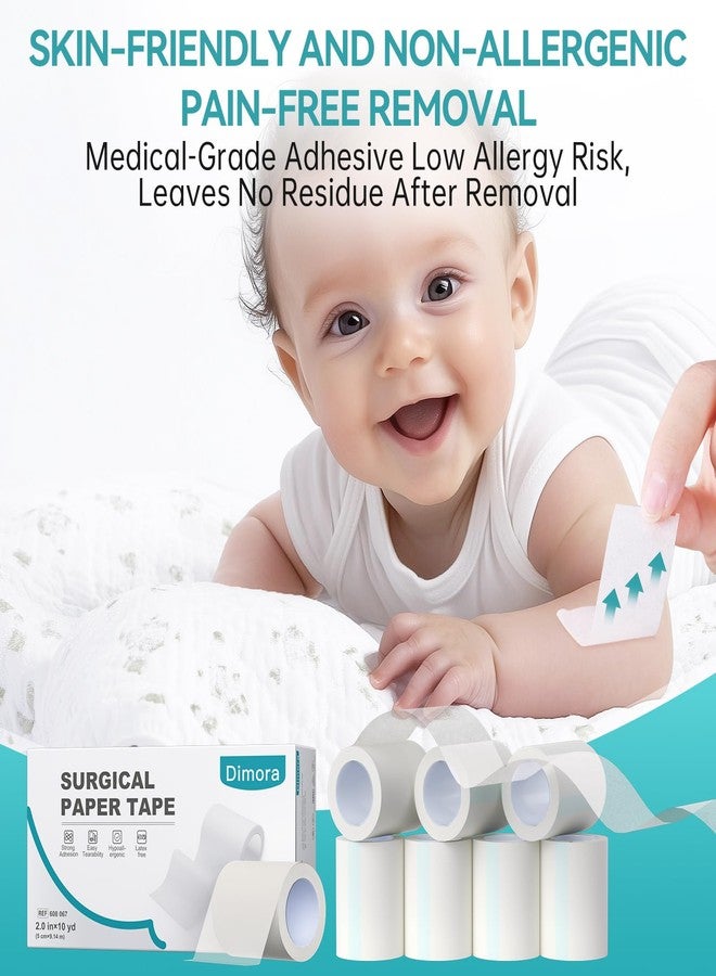 Dimora Soft Paper Surgical Tape 8 Rolls- Hypoallergenic Medical Tape for Sensitive Skin，Breathable First Aid Wound Tape with Pain-Free Removal, Secures Dressing and Medical Devices -2" x 10 Yards - Image 5