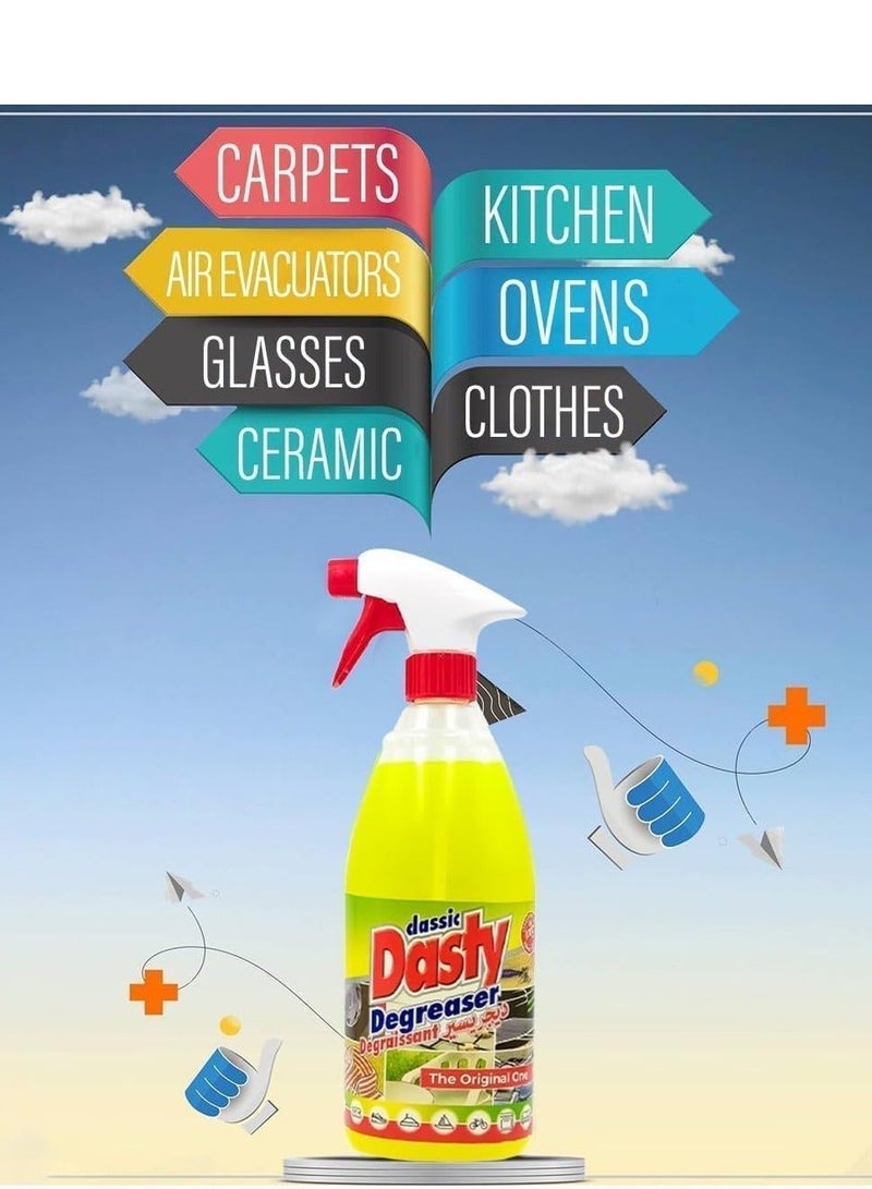 Dasty Multipurpose Degreaser Spray 1000ml Heavy Duty Cleaner Oil Grease Remover Kitchen Oven Car Engine Bike Carpet Fabric Glass Ceramic All Purpose Cleaning Spray Trigger Bottle Fast Acting Stain Remover Liquid Cleaner - Image 3