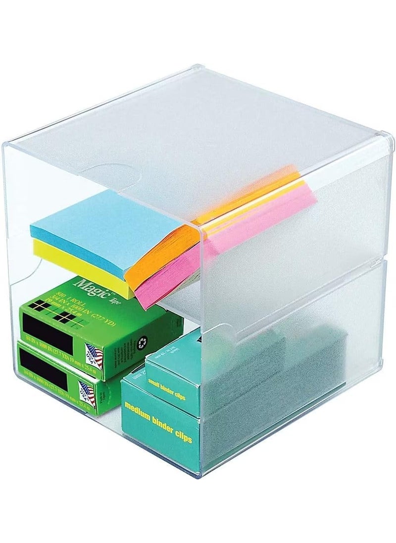 Deflecto Deflecto Stackable Divided Cube Organizer Desk and Craft Organizer Clear Removable Divider 6W x 6H x 6D 350701Small  - Image 1