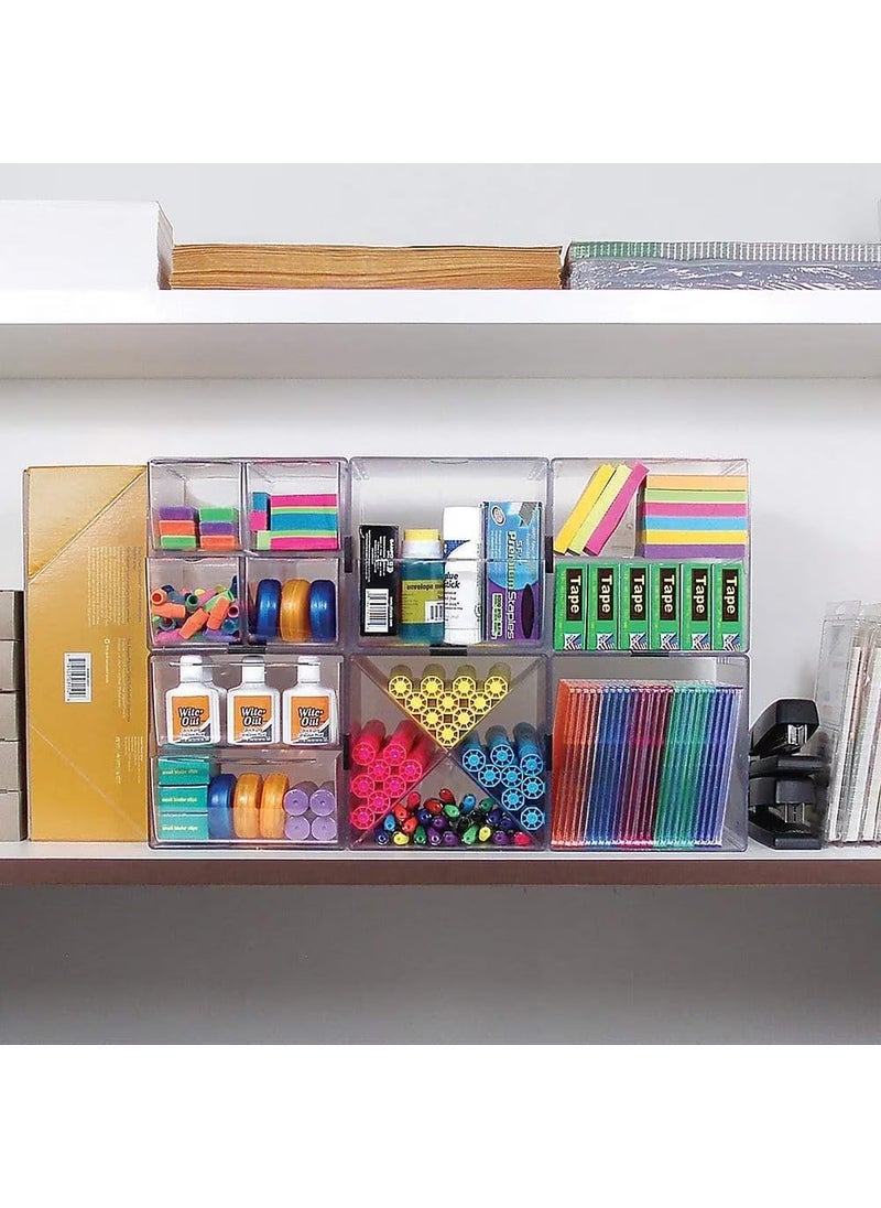 Deflecto Deflecto Stackable Divided Cube Organizer Desk and Craft Organizer Clear Removable Divider 6W x 6H x 6D 350701Small  - Image 4