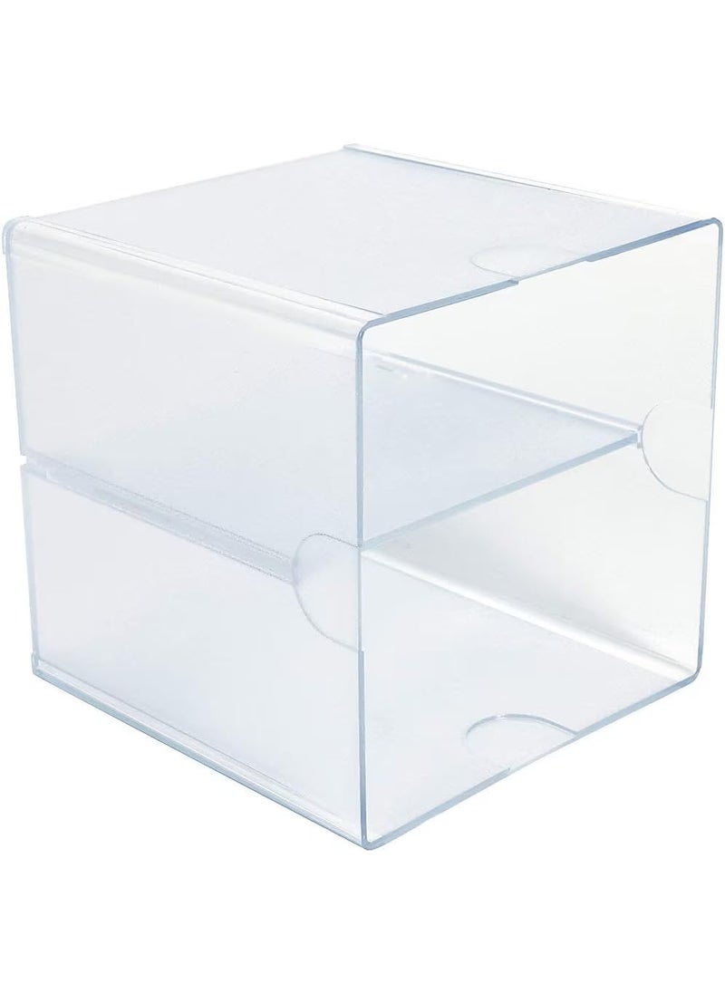 Deflecto Deflecto Stackable Divided Cube Organizer Desk and Craft Organizer Clear Removable Divider 6W x 6H x 6D 350701Small  - Image 2
