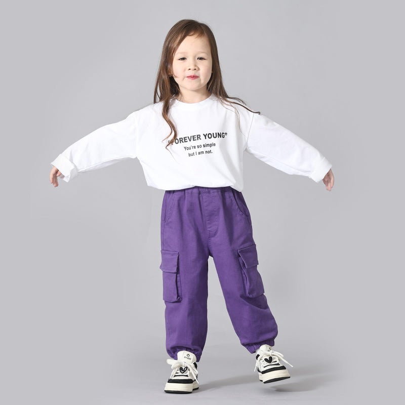 MINI PANDA Toddler Pants Girls&Boysï¼ŒStretch Twill Chino Toddler Pants Purple - Image 3