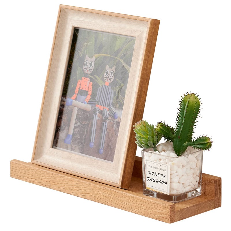 TRWISWDC Natural Oak Wood Wall Shelves - Floating Shelf, 12 Inch, Display Picture Ledge, Bedroom, Living Room, Bathroom, Office, Kitchen Storage - Image 1