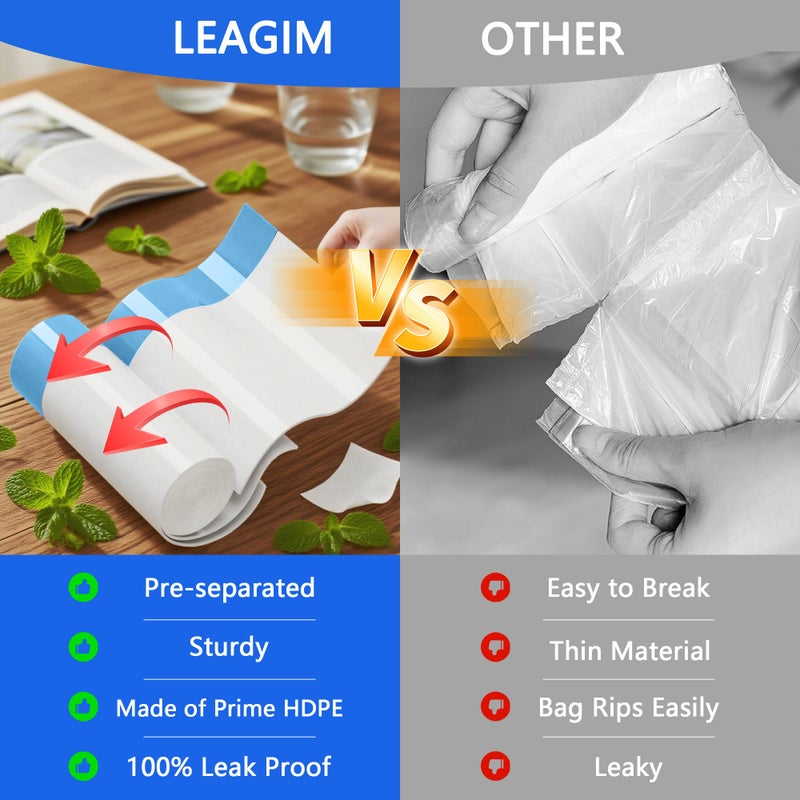 LEAGIM Small Trash Bags 1 Gallon, 360 Count -1.2 Mil Drawstring Mini Garbage Bags, White Plastic Trash Can Liners for Bathroom Accessories, 4 Liter, Bedroom, Dorm Room Essentials, Office - Image 2
