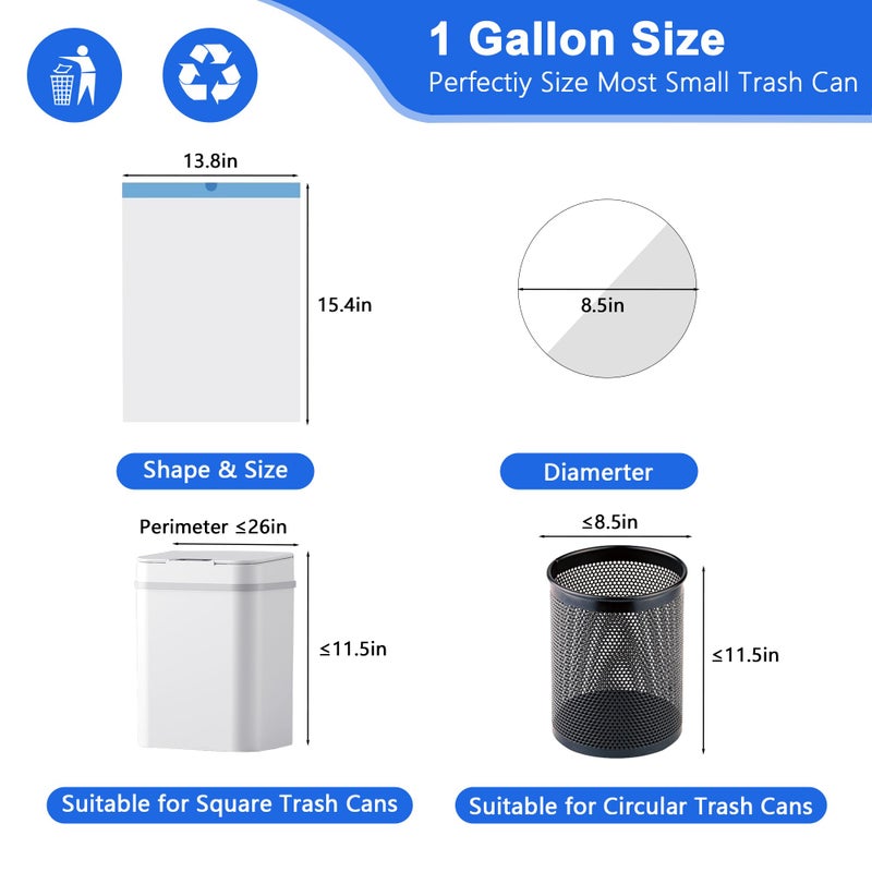 LEAGIM Small Trash Bags 1 Gallon, 360 Count -1.2 Mil Drawstring Mini Garbage Bags, White Plastic Trash Can Liners for Bathroom Accessories, 4 Liter, Bedroom, Dorm Room Essentials, Office - Image 3