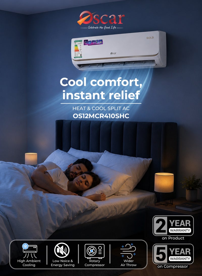 OSCAR 1.0 Ton Split Air Conditioner Hot & Cool | 12,100 BTU/H | R410A Refrigerant | Energy Efficient AC | Fast Cooling & Heating | Low Noise | Ideal for Small Rooms | OS12MCR410SHC - Image 2