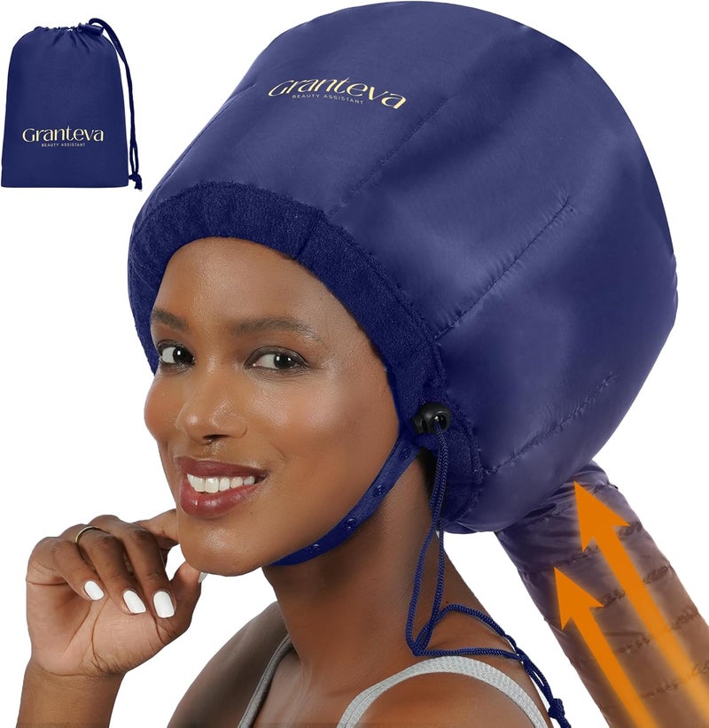 Granteva Hair Dryer Bonnet Attachment w/A Headband Integrated That Reduces Heat Around Ears & Neck - Blow Dryer Attachment for Hair Dryer, Speeds Up Drying Time - Image 1