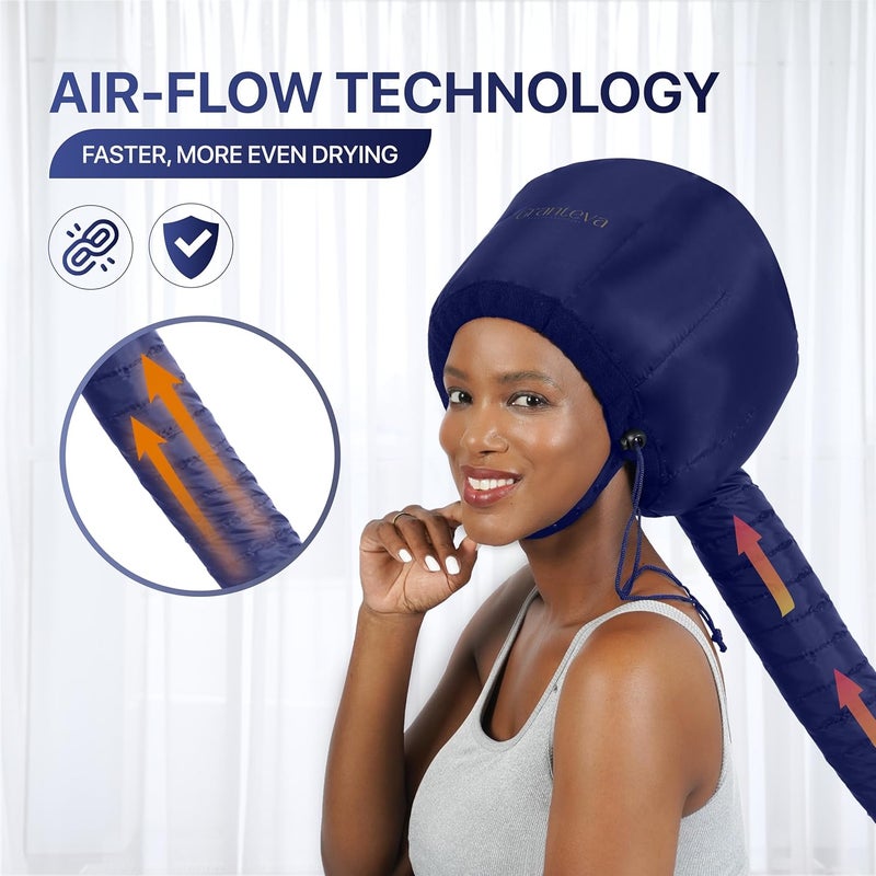 Granteva Hair Dryer Bonnet Attachment w/A Headband Integrated That Reduces Heat Around Ears & Neck - Blow Dryer Attachment for Hair Dryer, Speeds Up Drying Time - Image 3
