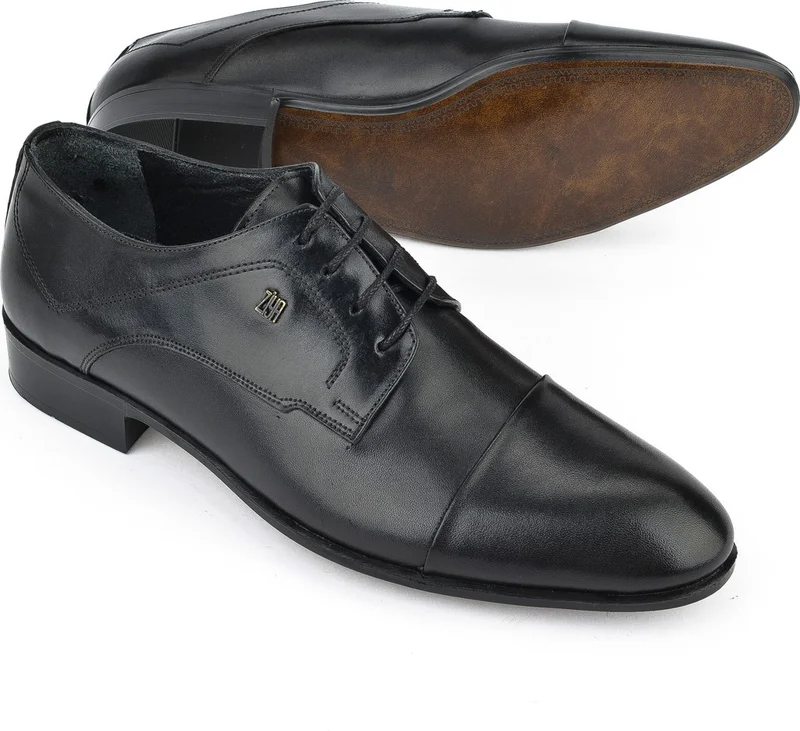 زيا , Men's Genuine Leather Classic Shoes 151985Z1040 Black