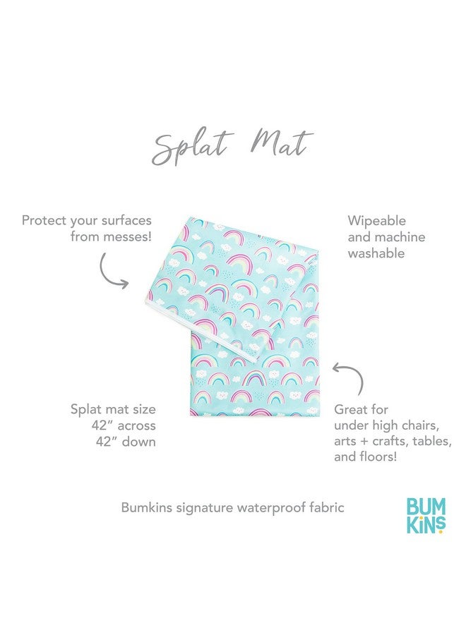 BUMKiNs Bumkins Baby Splat Mat for Under High Chair, Babies Toddlers Eating Mess Mat, Waterproof Reusable Cloth for Arts and Crafts, Playtime Mat for Kids, Floors or Tables, Fabric 42inx42in, Rainbows Blue  - Image 5