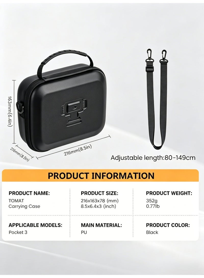 Hicomony Carrying Bag for DJI Osmo Pocket 3, Portable Hard Storage Case with Shoulder Strap, Shockproof Water-Resistant Travel Bag, Accessory for DJI Pocket 3 - Image 4