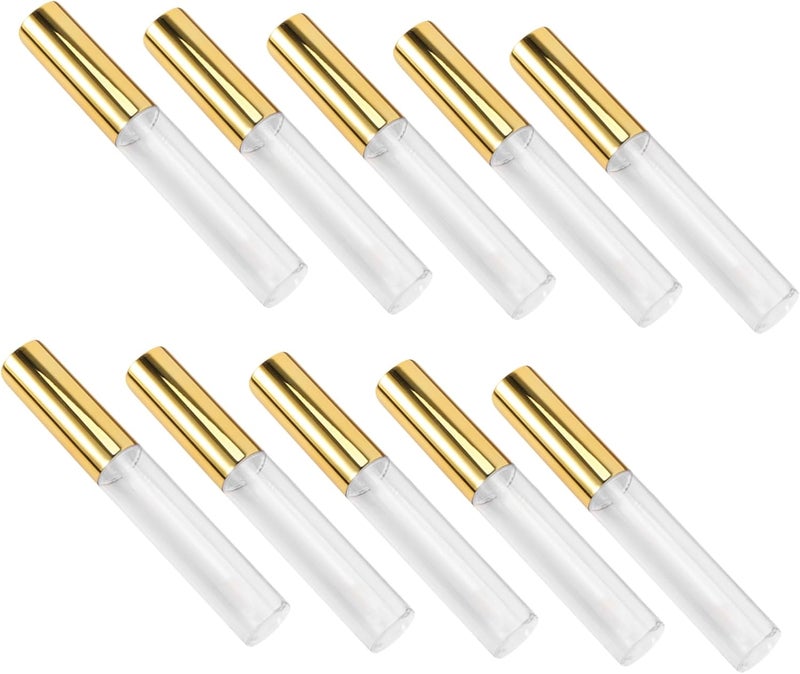 SMASOLO 10pcs 10ml Lip Gloss Tubes Golden Caps Circular Design for Women for DIY Lip Gloss Travel-Friendly Empty Containers - Image 1