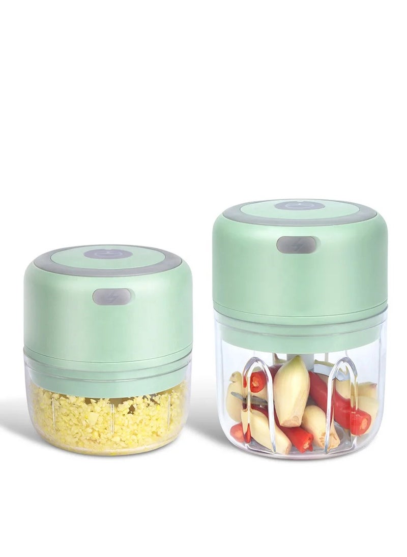 Wireless Electric Garlic Chopper, 250ML Capacity, Portable USB Rechargeable Food Processor, Effortless One-Touch Operation, Waterproof Design, Ideal for Baby Food, Meat, Vegetables, and Sauces,Green