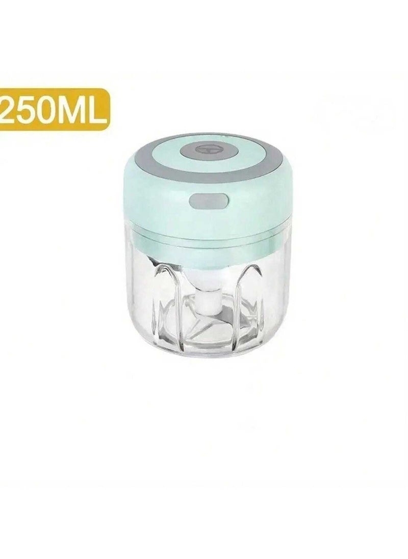 Wireless Electric Garlic Chopper, 250ML Capacity, Portable USB Rechargeable Food Processor, Effortless One-Touch Operation, Waterproof Design, Ideal for Baby Food, Meat, Vegetables, and Sauces,Green