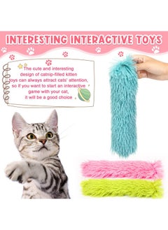 Civaner 6 Pcs Catnip Toys Interactive Cat Kicker Toy Plush Fabric Cat Kick Toy Sticks Chasing Chewing Exercising Catnip Filled Cat Toys Cat Chew Toy for Puppy Kitty (Grass Green, Blue, Pink, 10.6 Inch)  - Image 5