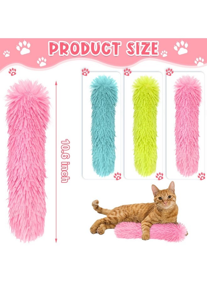 Civaner - 6 Pcs Catnip Toys Interactive Cat Kicker Toy Plush Fabric Cat Kick Toy Sticks Chasing Chewing Exercising Catnip Filled Cat Toys Cat Chew Toy for Puppy Kitty (Grass Green, Blue, Pink, 10.6 Inch) - Image 1