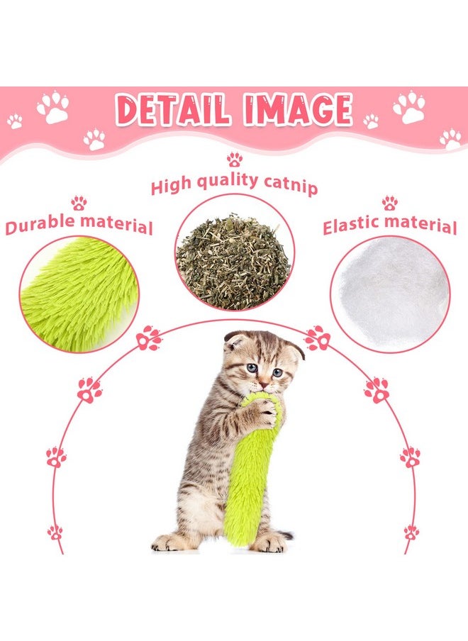 Civaner - 6 Pcs Catnip Toys Interactive Cat Kicker Toy Plush Fabric Cat Kick Toy Sticks Chasing Chewing Exercising Catnip Filled Cat Toys Cat Chew Toy for Puppy Kitty (Grass Green, Blue, Pink, 10.6 Inch) - Image 1