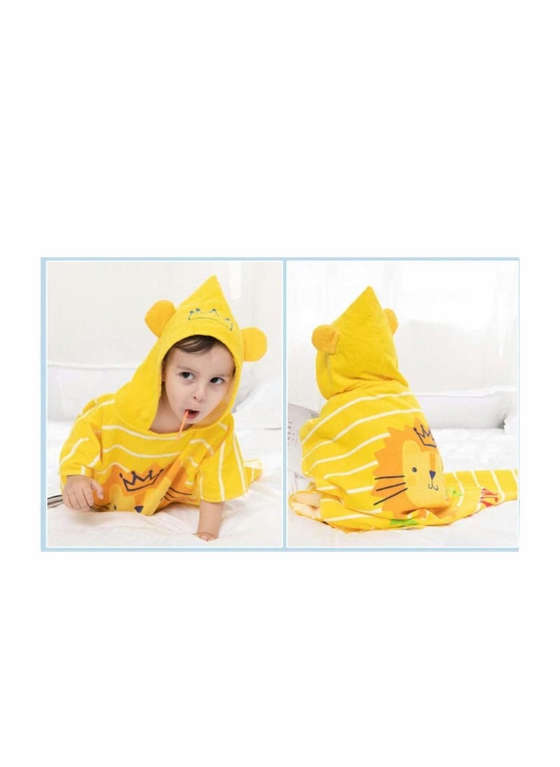 KASTWAVE Kids Bath Towel, Children Hooded Towel, Microfiber Bath Towel Super Soft, Robe Poncho Bathrobe, for Boys Girls Swimming Beach Holiday Water Playing, Cartoon Animal Pattern (Lion)  - Image 5