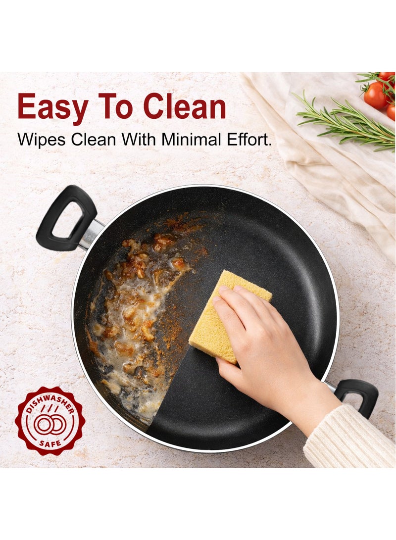 Sonex Casserole Black Granite, Premium Cookware, Even Heating, Tempered Glass Lid, High Quality Aluminum, Non-Stick Coating , Bakelite Heat Resistant Handle, Easy to Clean, 30 Cm & 10 Ltr - Image 5