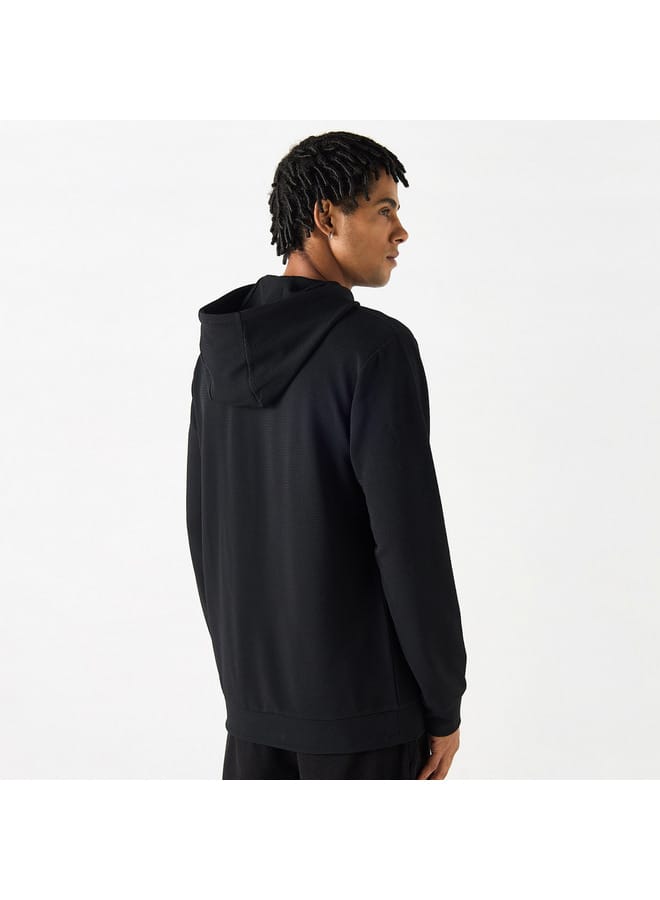 Kappa Kappa Textured Hoodie with Long Sleeves and Kangaroo Pocket  - Image 3
