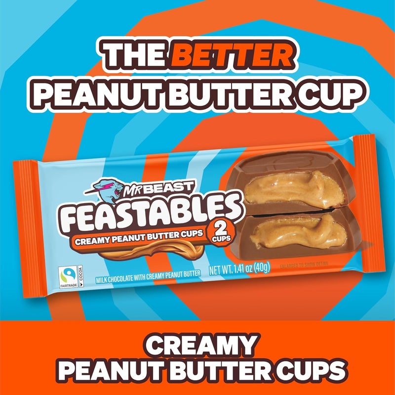 FEASTABLES Creamy Peanut Butter Cups - 24 Count (40g Each) of Rich Milk Chocolate with Natural Peanut Butter - Image 5