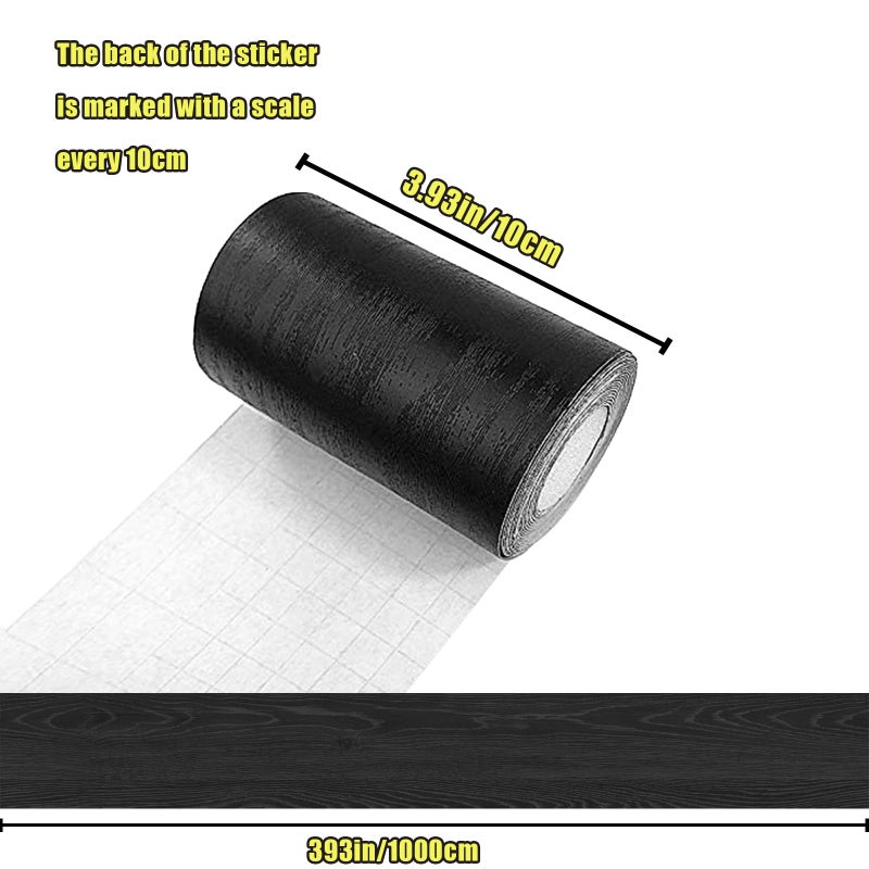 Teemall 10M Black Wood Grain Removable PVC Waterproof Border Wall Decor Removable Self Adhesive Kitchen Bathroom Tiles Sticker Wallpaper 4.2x390 (Black, 4" x 390") - Image 4