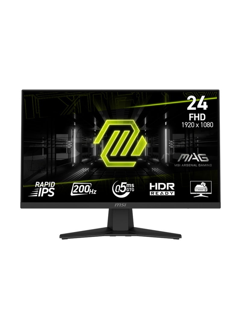 MSI MAG 244F 24-inch 1920 x 1080 (FHD) Gaming Monitor, 200Hz, Adaptive-Synch, HDMI, DisplayPort, VESA Mountable, Tilt, Height Adjustable, Speaker, 0.5ms, Black - Image 1