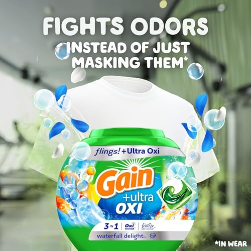 Gain flings Ultra Oxi Laundry Detergent Pacs, 112 Count, Waterfall Delight Scent, 3-in-1, HE Compatible - Image 5