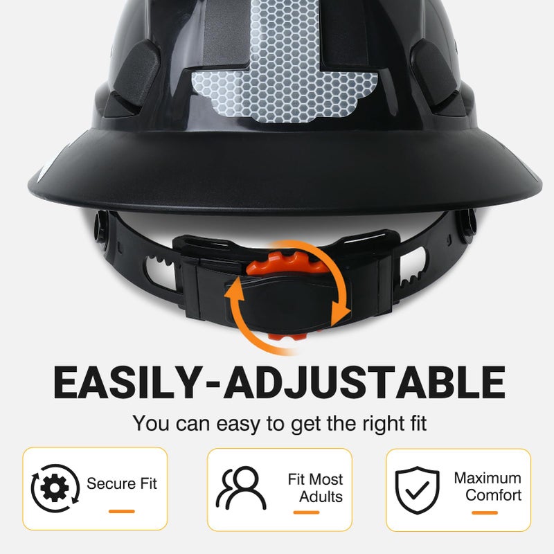 LOHASWORK Full Brim Hard Hat Vented Safety Helmet for Construction OSHA Approved Cascos De Construccion Work Hard Hat for Men Women(Black) - Image 5