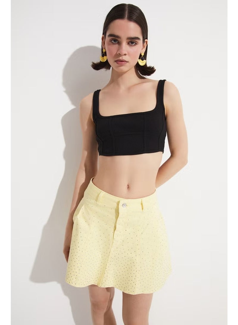 JUNE Women's Body-fitting Stitching Detailed Camisole Crop Top Blouse - Image 4