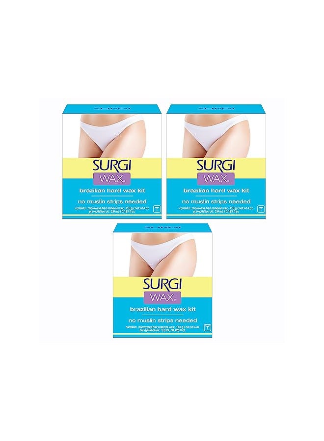Surgi Surgi-wax Brazilian Waxing Kit For Private Parts, 4-Ounce Boxes (Pack of 3) - Image 1
