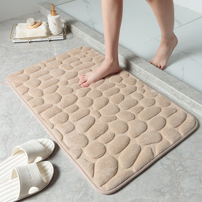 Modern Non-Slip Bathroom Mat - Soft Pebble Design Toilet Mat - Machine Washable Entry Door  Mat - Image 1