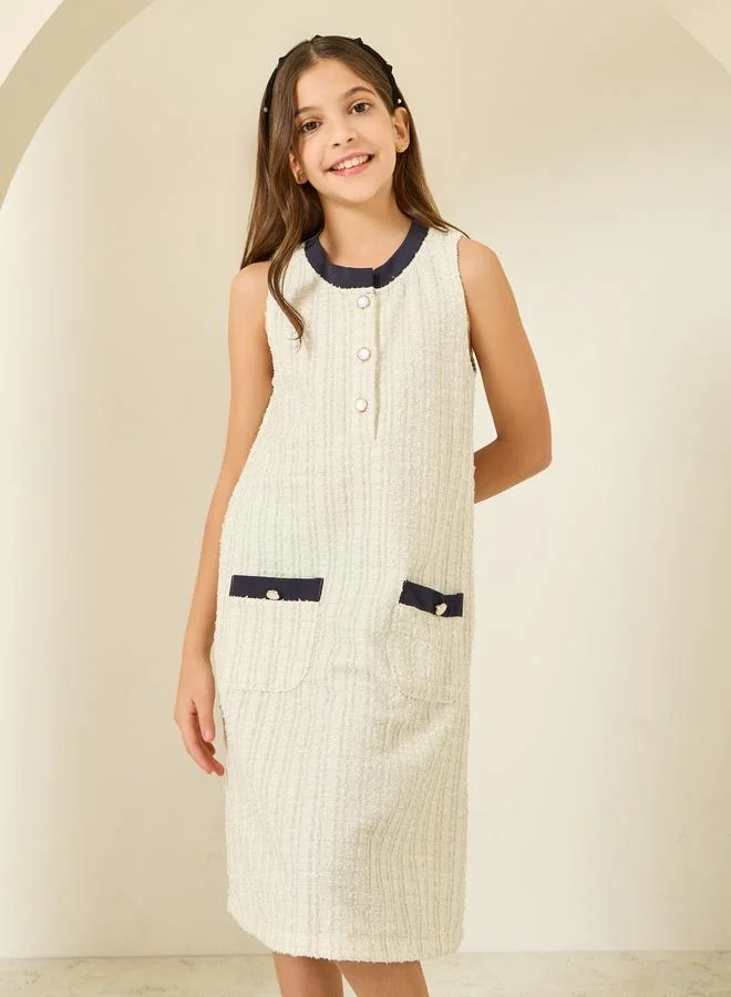 Styli Teen Girls Tweed Shift Dress