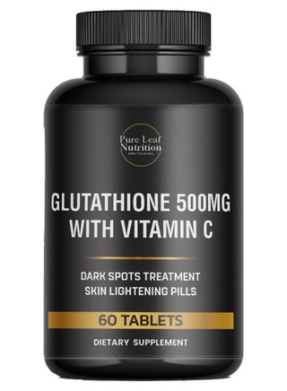 Pure leaf Nutrition Glutathione 500mg With Vitamin C 60 Tablets | Dark Spot  Treatment & Skin Whitening Formula | Best Price KSA