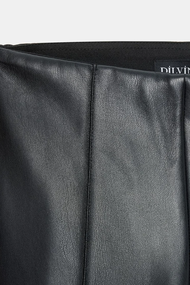 Dilvin Black DILVIN High-Waist Faux Leather Flare Leggings for Women | Best Price UAE