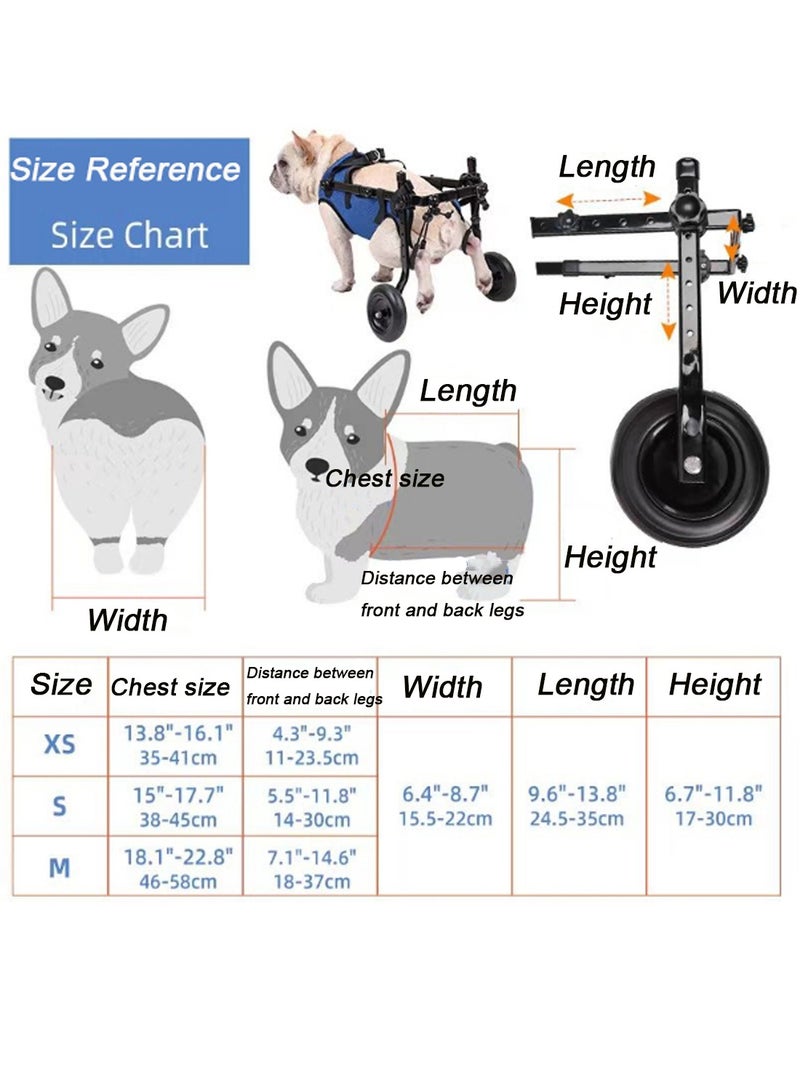 Kidle Adjustable 2 Wheel Pet Cart Dog Wheelchair for Back Legs Pet Rehabilitation Cart for Hind Legs Rehabilitation Auxiliary Assisted Wheels for Disabled Hind Legs Dogs Small Dog - Image 3