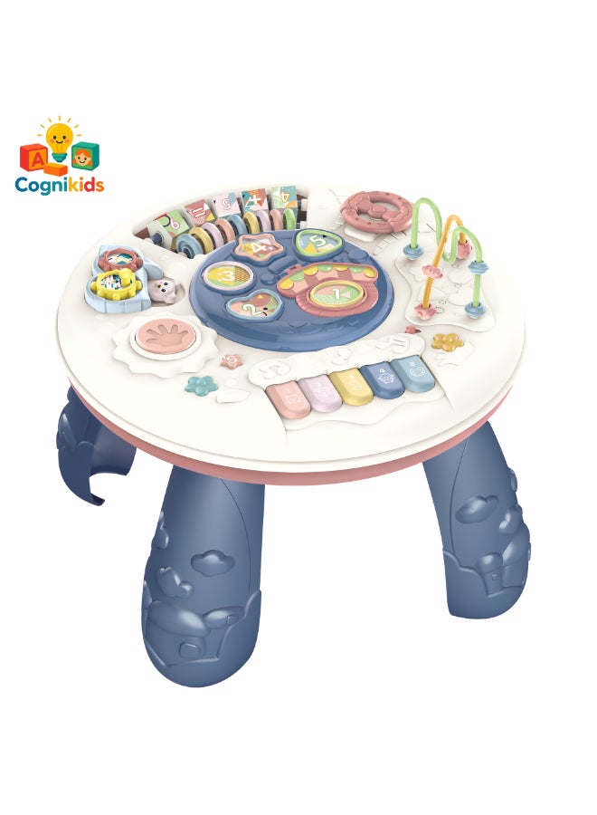 COGNIKIDS طاولة تعلم موسيقية للأطفال الصغار – مكتب نشاط تعليمي مع أضواء وأشكال وموسيقى وتروس وبيانو وأصوات | طاولة ألعاب للأطفال من 12 شهرًا وما فوق | لعبة بازل تفاعلية - Image 2