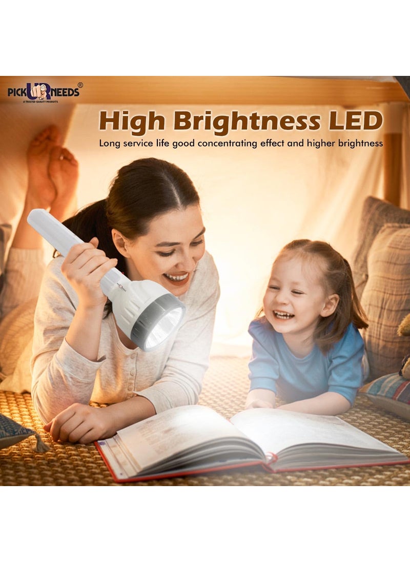 Pick Ur Needs 2 in 1 Emergency Search Torch Light with Long Tube Home Emergency Light Dual Battery Long Backup