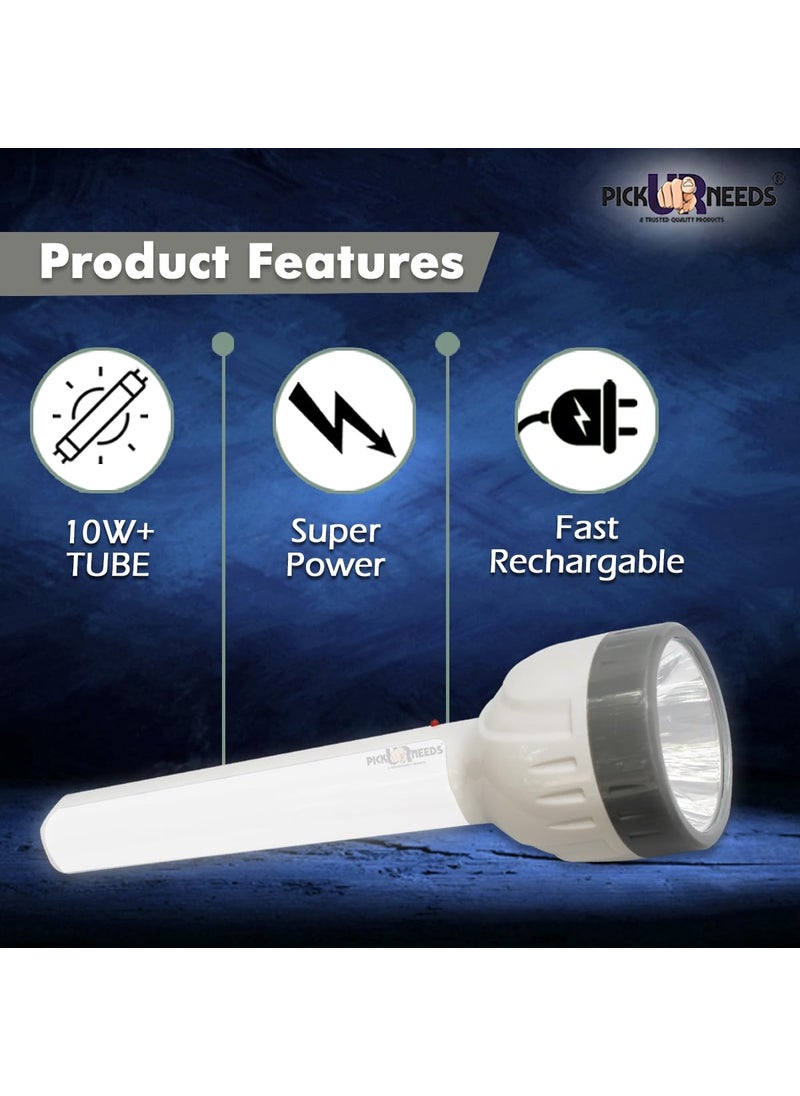 Pick Ur Needs 2 in 1 Emergency Search Torch Light with Long Tube Home Emergency Light Dual Battery Long Backup