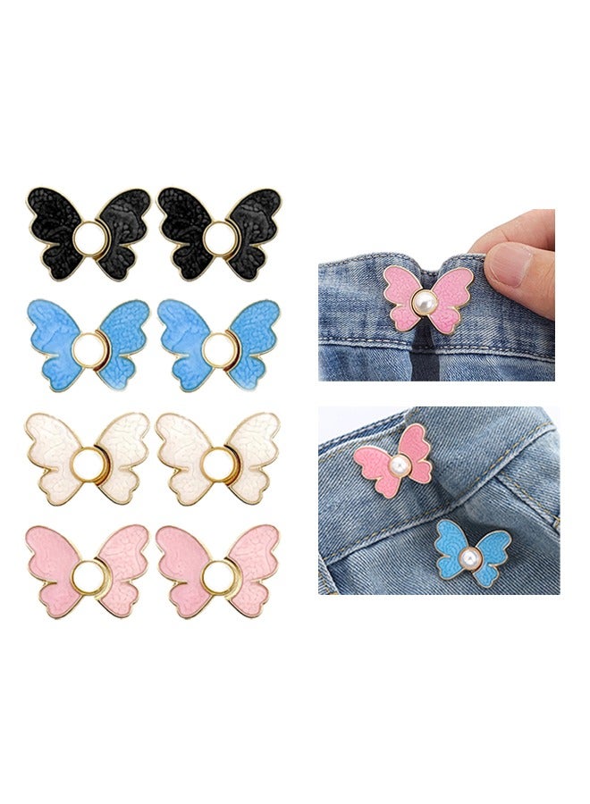 Waistband Tightener, 8 Pcs Cute Butterfly Button Pins – Detachable & Adjustable Waist Tighteners for Loose Jeans, No Nails, No Fuss, No Sewing Required, Pants Clips for Waist (4 Colors)  - Image 1