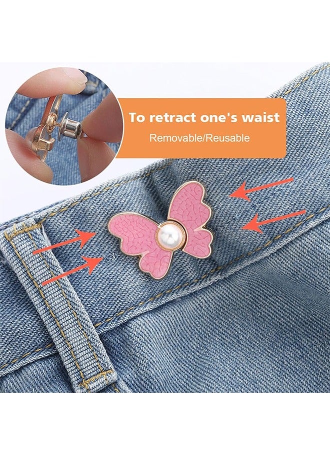 Waistband Tightener, 8 Pcs Cute Butterfly Button Pins – Detachable & Adjustable Waist Tighteners for Loose Jeans, No Nails, No Fuss, No Sewing Required, Pants Clips for Waist (4 Colors)  - Image 2