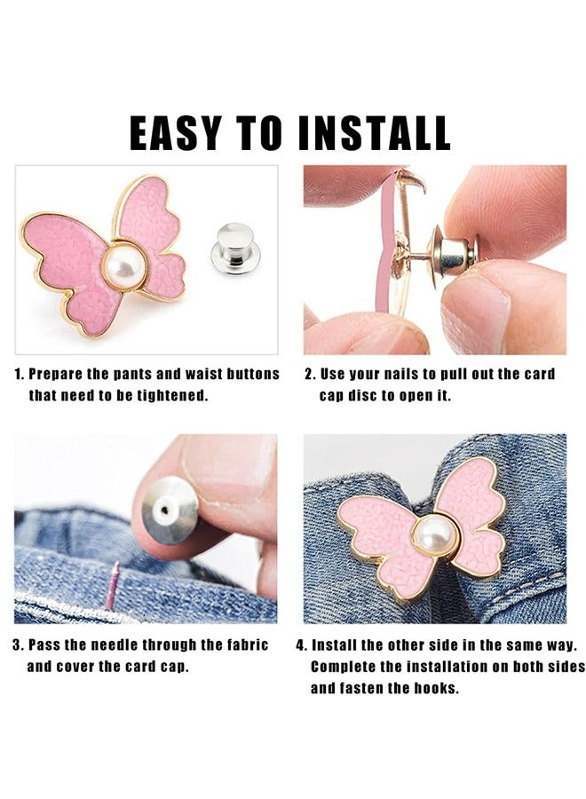 Waistband Tightener, 8 Pcs Cute Butterfly Button Pins – Detachable & Adjustable Waist Tighteners for Loose Jeans, No Nails, No Fuss, No Sewing Required, Pants Clips for Waist (4 Colors)  - Image 4